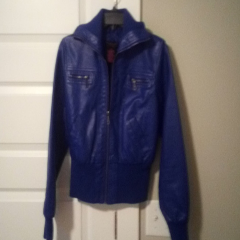 Royal blue super hot pleather jacket